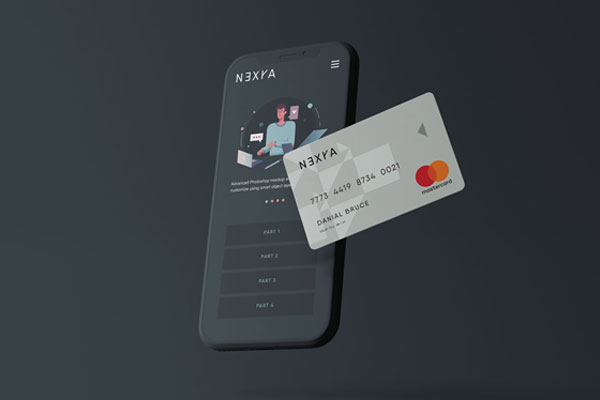 Credit Card Placed on a Smartphone Showcase Mockup