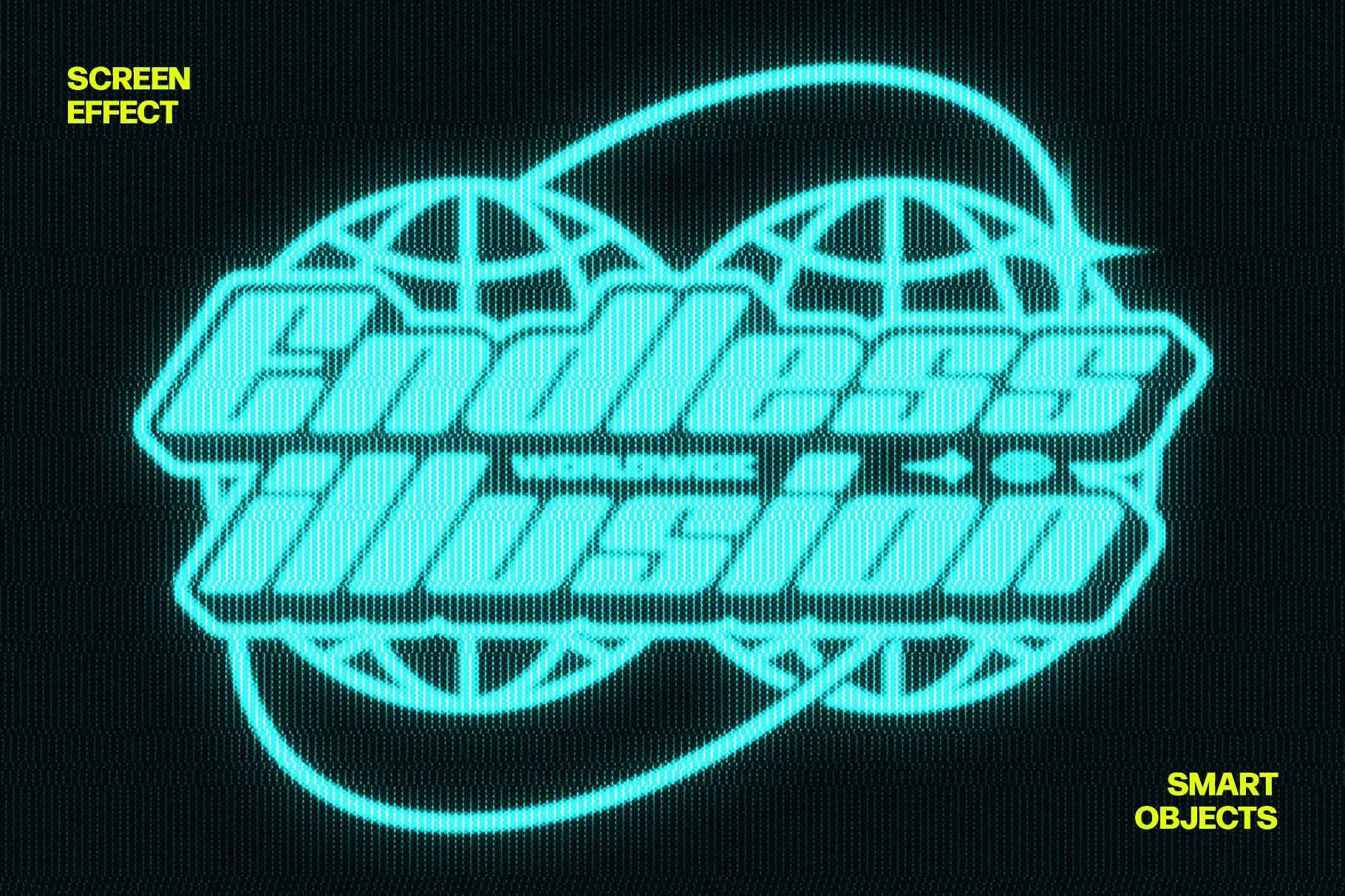 Free CRT Screen Text Effect / Logo Mockup PSD Template