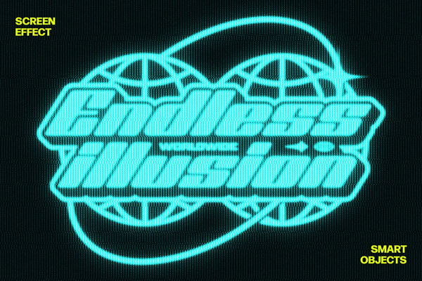 CRT Screen Text Effect / Logo Mockup