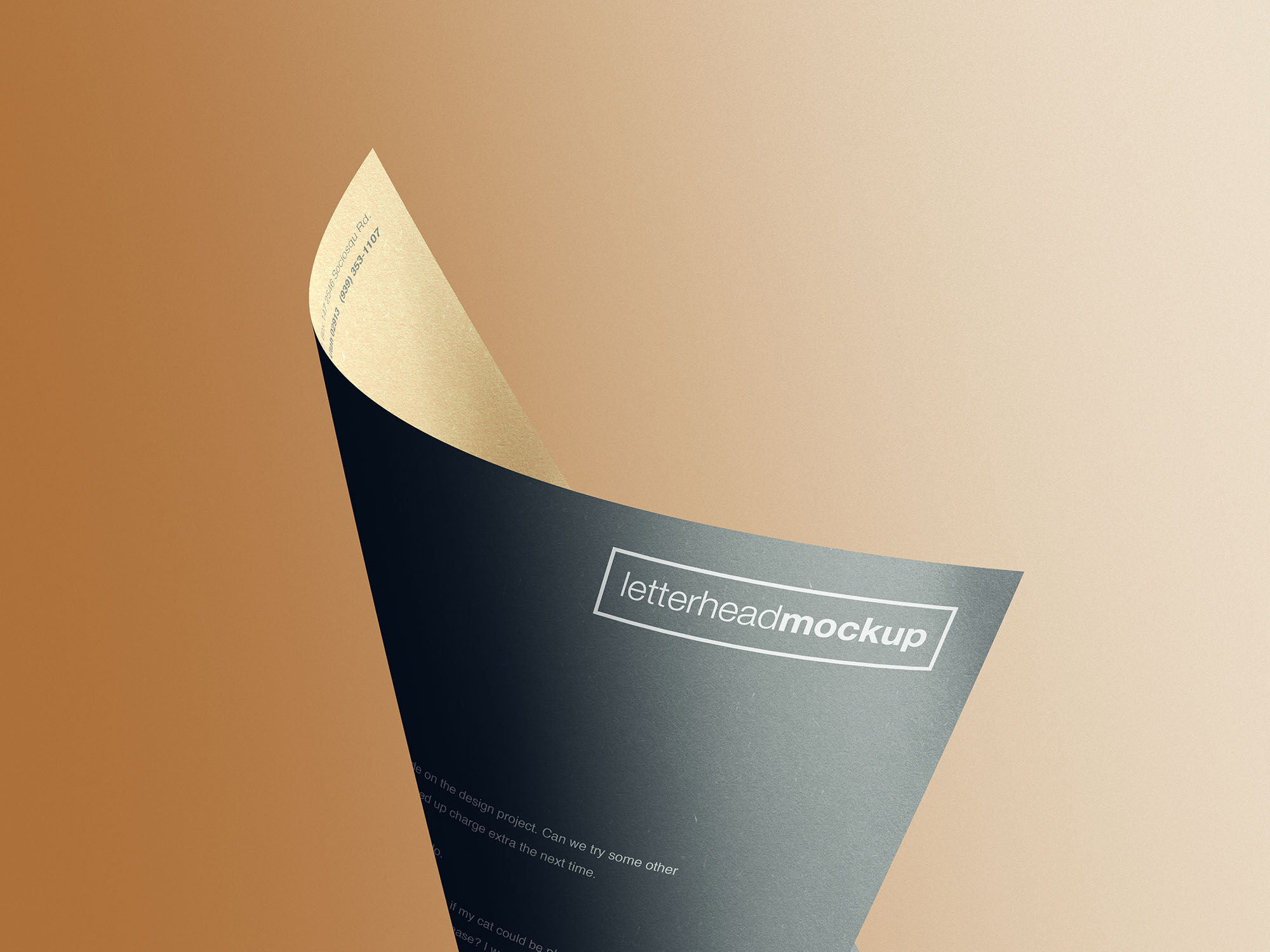 Curled A4 Letterhead Paper Mockup On blue Background FREE PSD