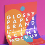 Curved Glossy Paper Mockup Leaning on the Wall