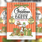 Cute Illustrative Christmas Party Flyer and Facebook Cover Template