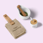 Cute Tiny Paper Bag Mockup with Bowl from Upside
