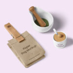 Cute Tiny Paper Bag Mockup with Bowl from Upside