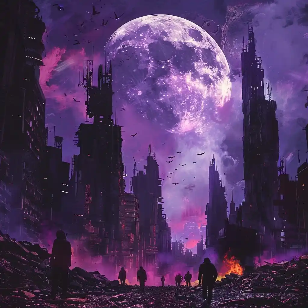 Cyberpunk Cityscape with Drones