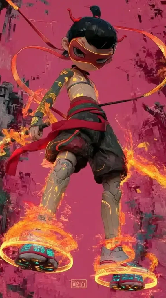 Cyberpunk Nezha in Neon City