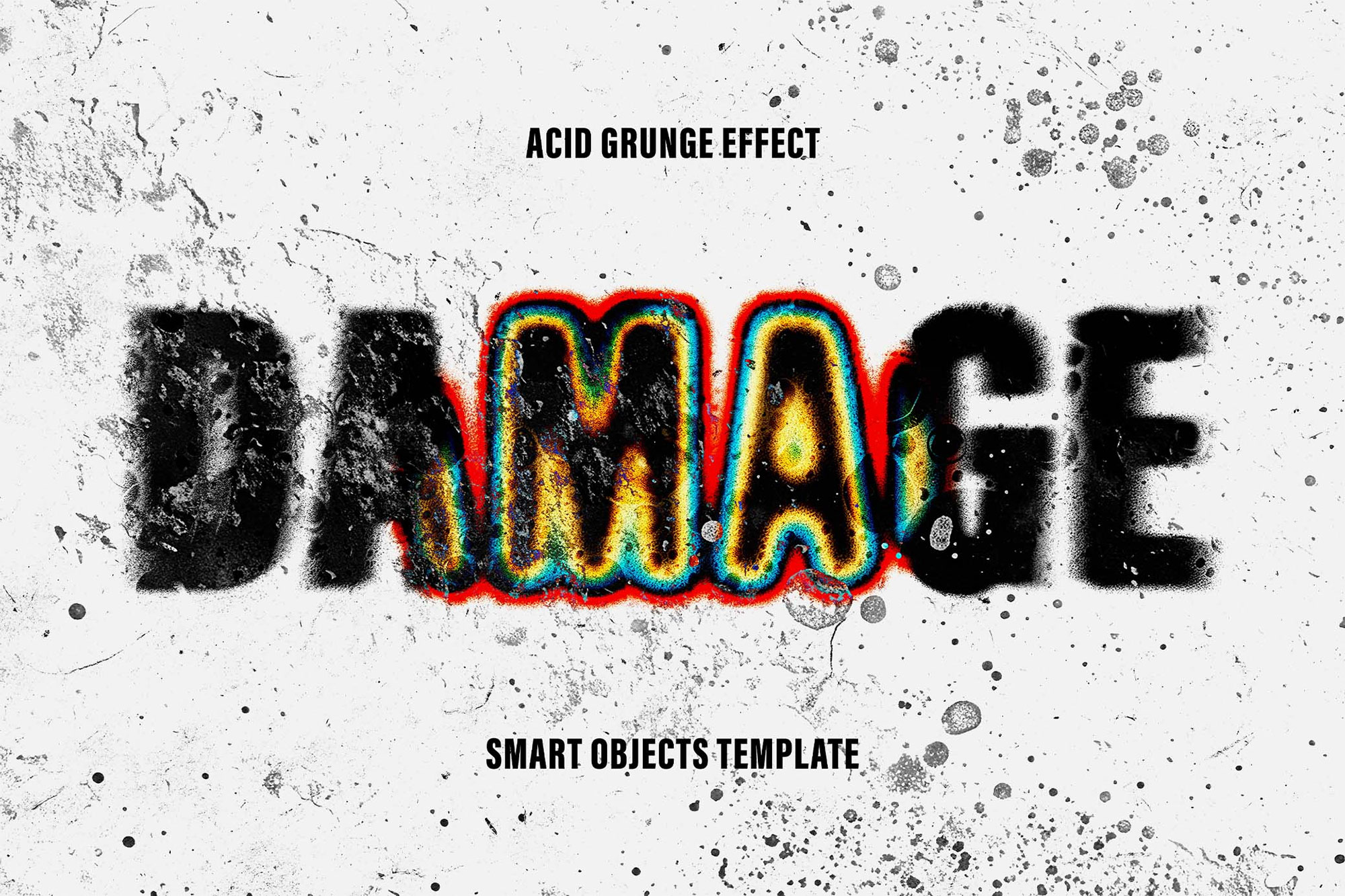 Free Damage Distortion Text Effect PSD Template