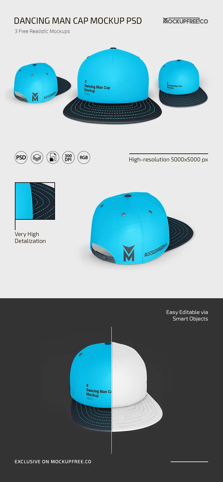 Free Dancing Man Cap Mockup PSD Template