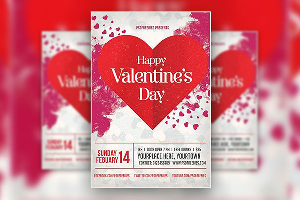 Dark and Light Designs of a Grunge Valentine’s Day Flyer Template