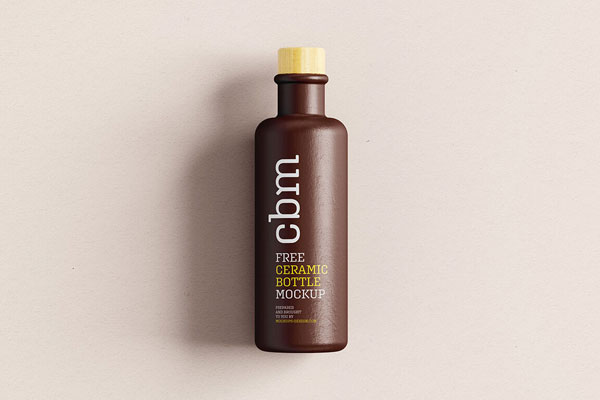 Dark Ceramic Bottle Mockup