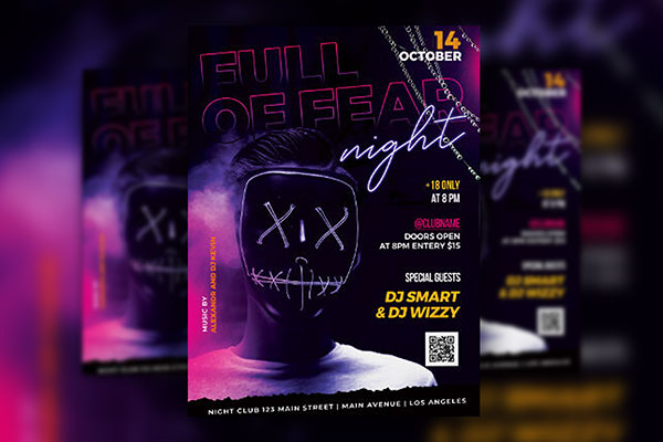 Dark Purple Smoky Halloween Party Flyer Template