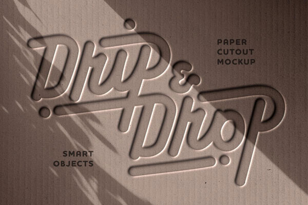 Debossed Cardboard Logo Mockup / Text Effect