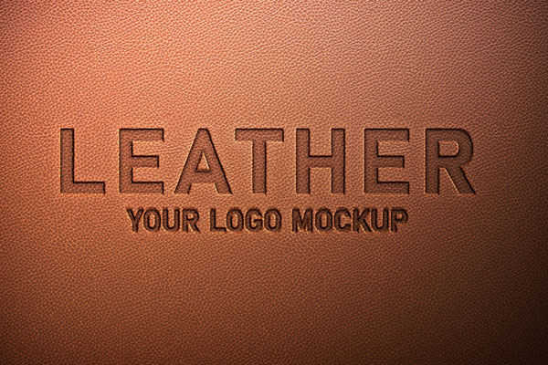 Debossed Leather Logo Mockup / Text Effect in Top View