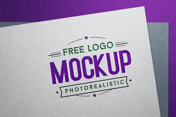 Debossed Logo on Cardboard Paper in Top View Mockup