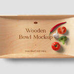 Deep Wooden Bowl Mockup in Top View