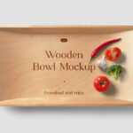 Deep Wooden Bowl Mockup in Top View
