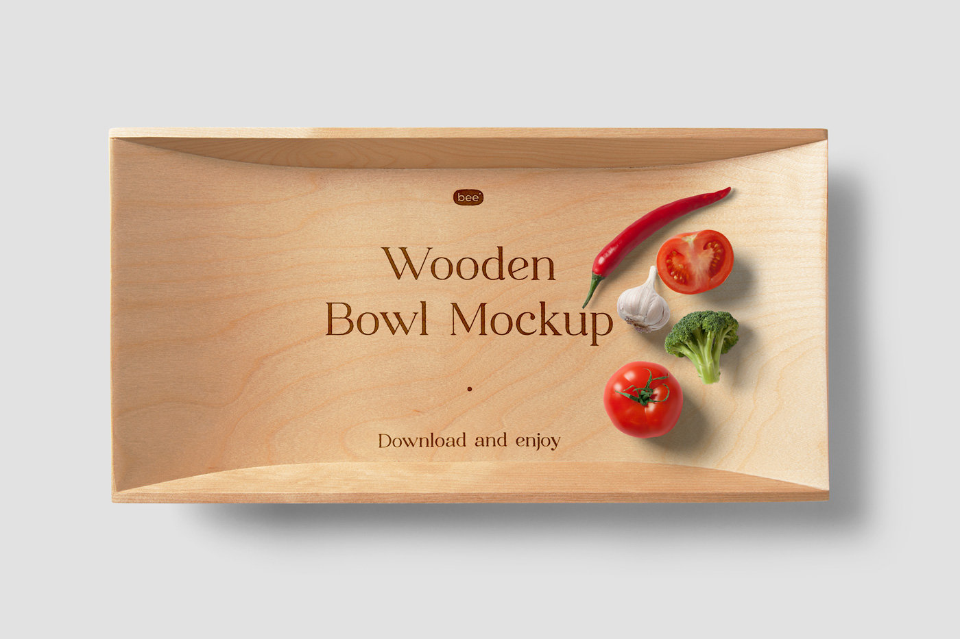 Deep Wooden Bowl Mockup in Top View FREE PSD