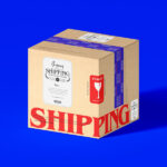 Delivery, Kraft Carton Standing in Perspective Mockup