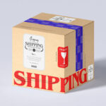 Delivery, Kraft Carton Standing in Perspective Mockup