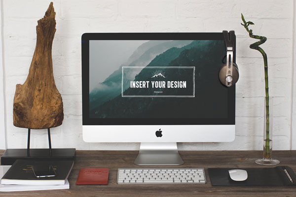 Desktop Mockup with Decorative Objects