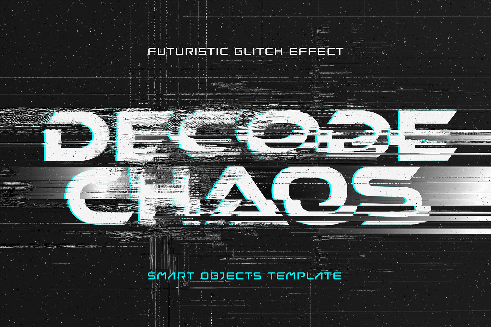 Free Destroy Cyber Glitch Text Effect PSD Template