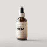 Different Sights of Amber Glass Spray Bottle Mockups