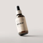 Different Sights of Amber Glass Spray Bottle Mockups