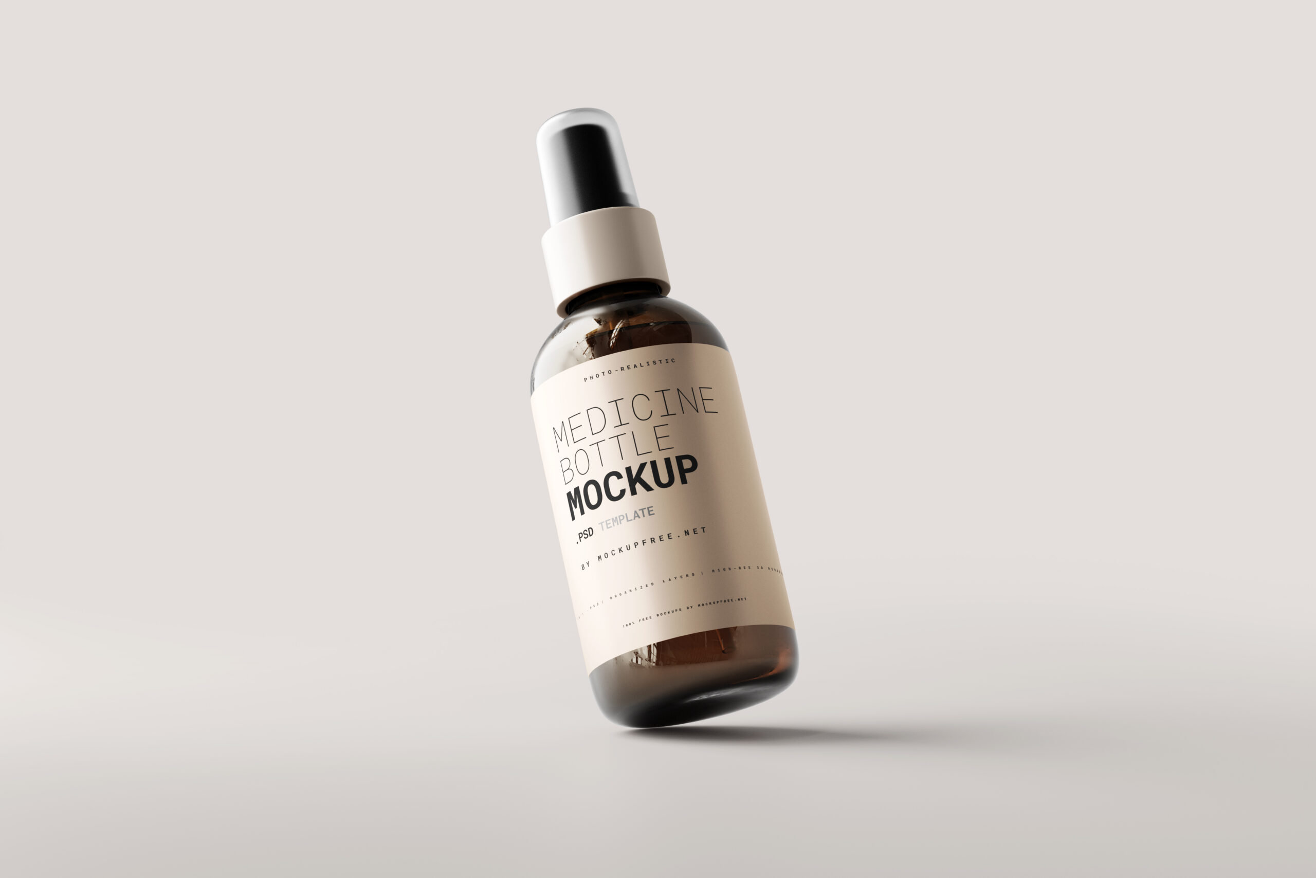 Different Sights of Amber Glass Spray Bottle Mockups FREE PSD