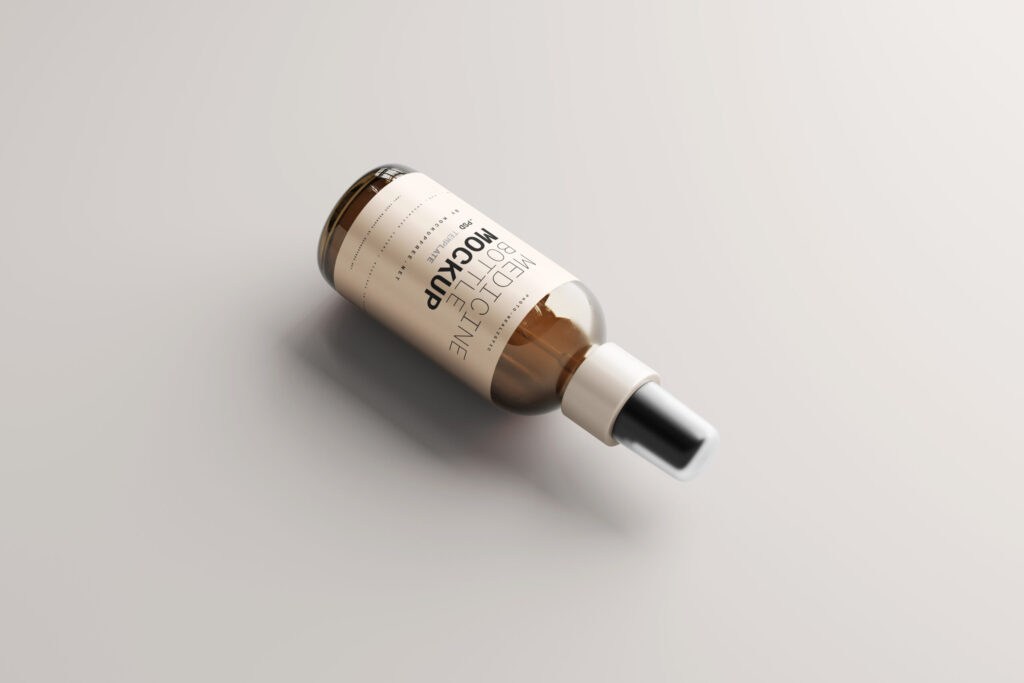 Different Sights of Amber Glass Spray Bottle Mockups