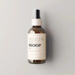 Different Sights of Amber Glass Spray Bottle Mockups
