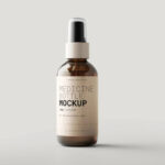 Different Sights of Amber Glass Spray Bottle Mockups