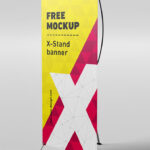 Different Views of a X-Stand Banner Mockup