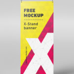Different Views of a X-Stand Banner Mockup