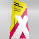 Different Views of a X-Stand Banner Mockup