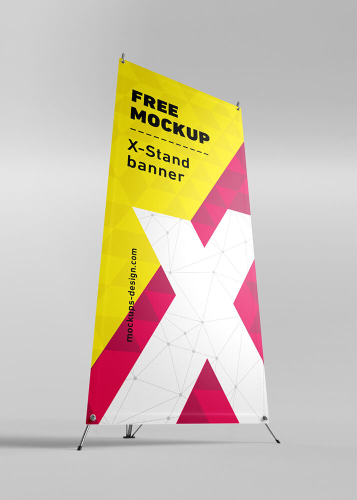 Different Views of a X-Stand Banner Mockup