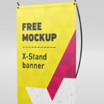 Different Views of a X-Stand Banner Mockup