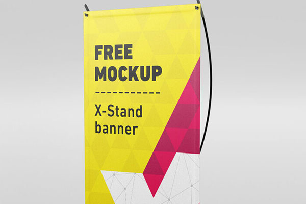 Different Views of a X-Stand Banner Mockup