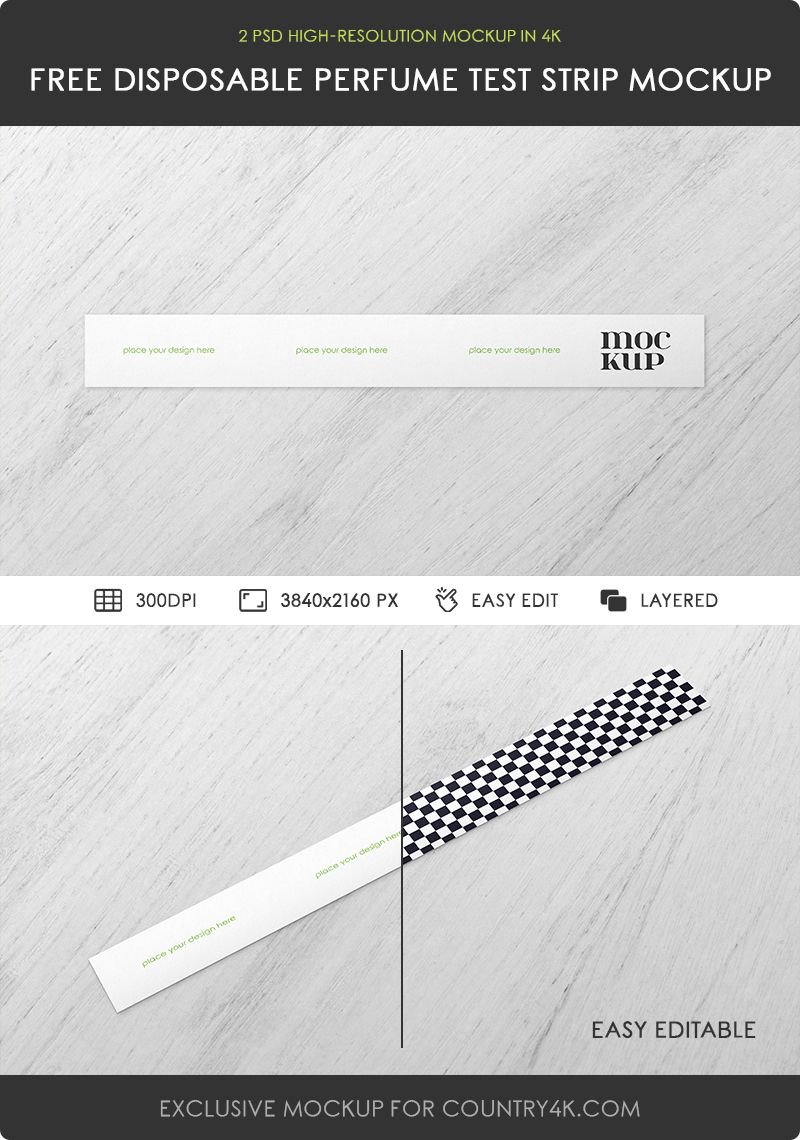 Disposable Perfume Test Strip Mockups in 2 Views FREE PSD
