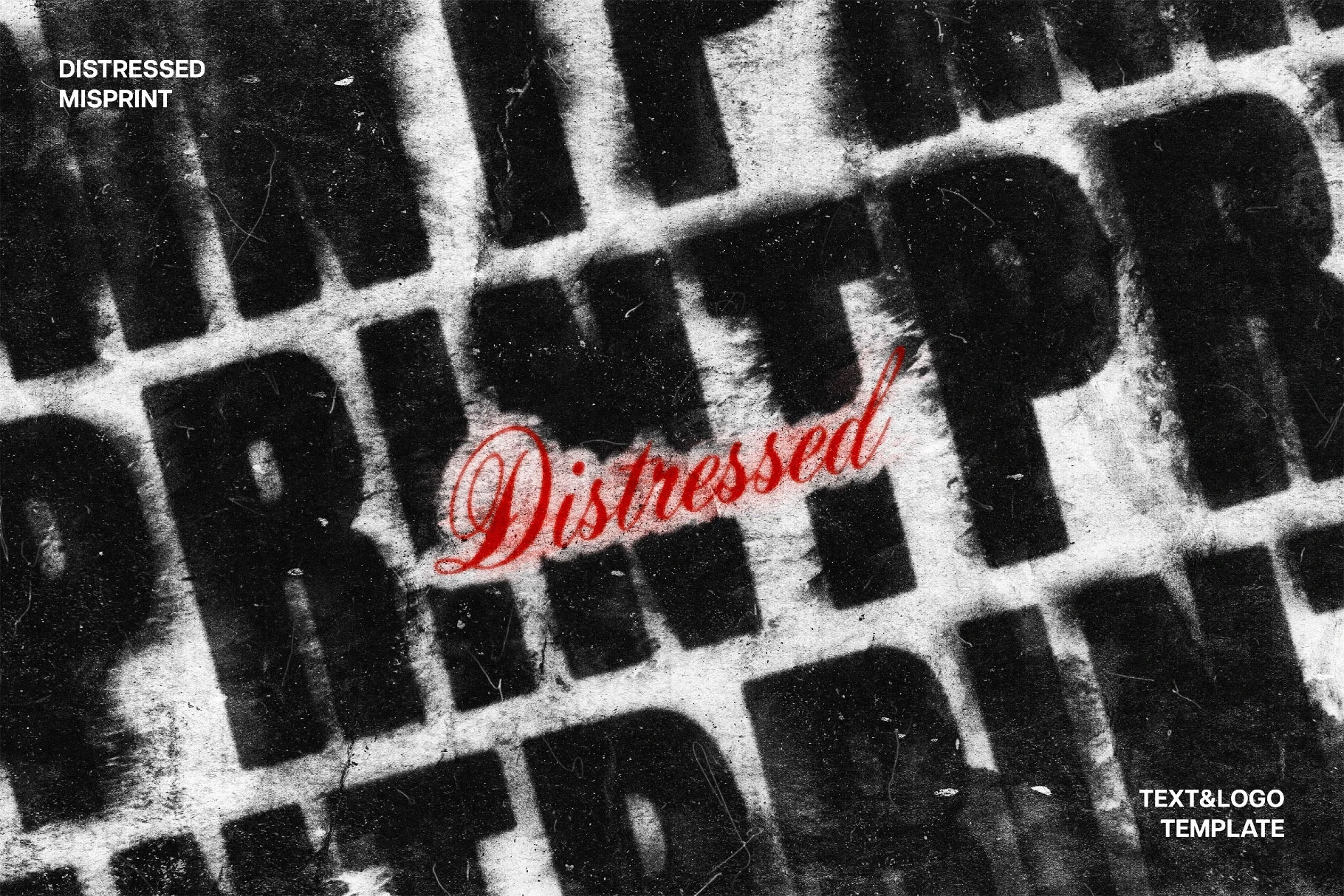 Free Distressed Misprint Text Effect / Logo Mockup PSD Template