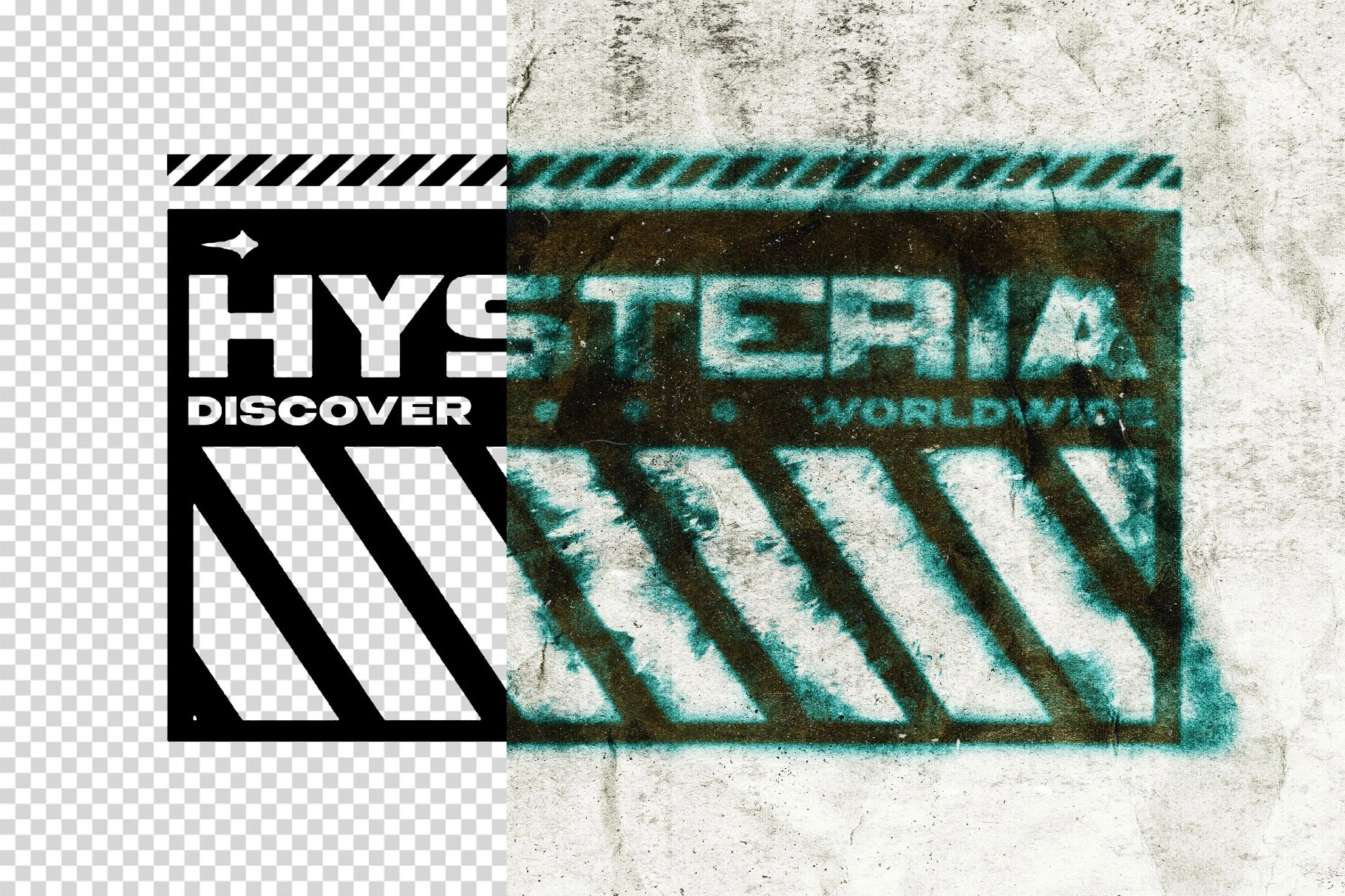 Free Distressed Misprint Text Effect / Logo Mockup PSD Template