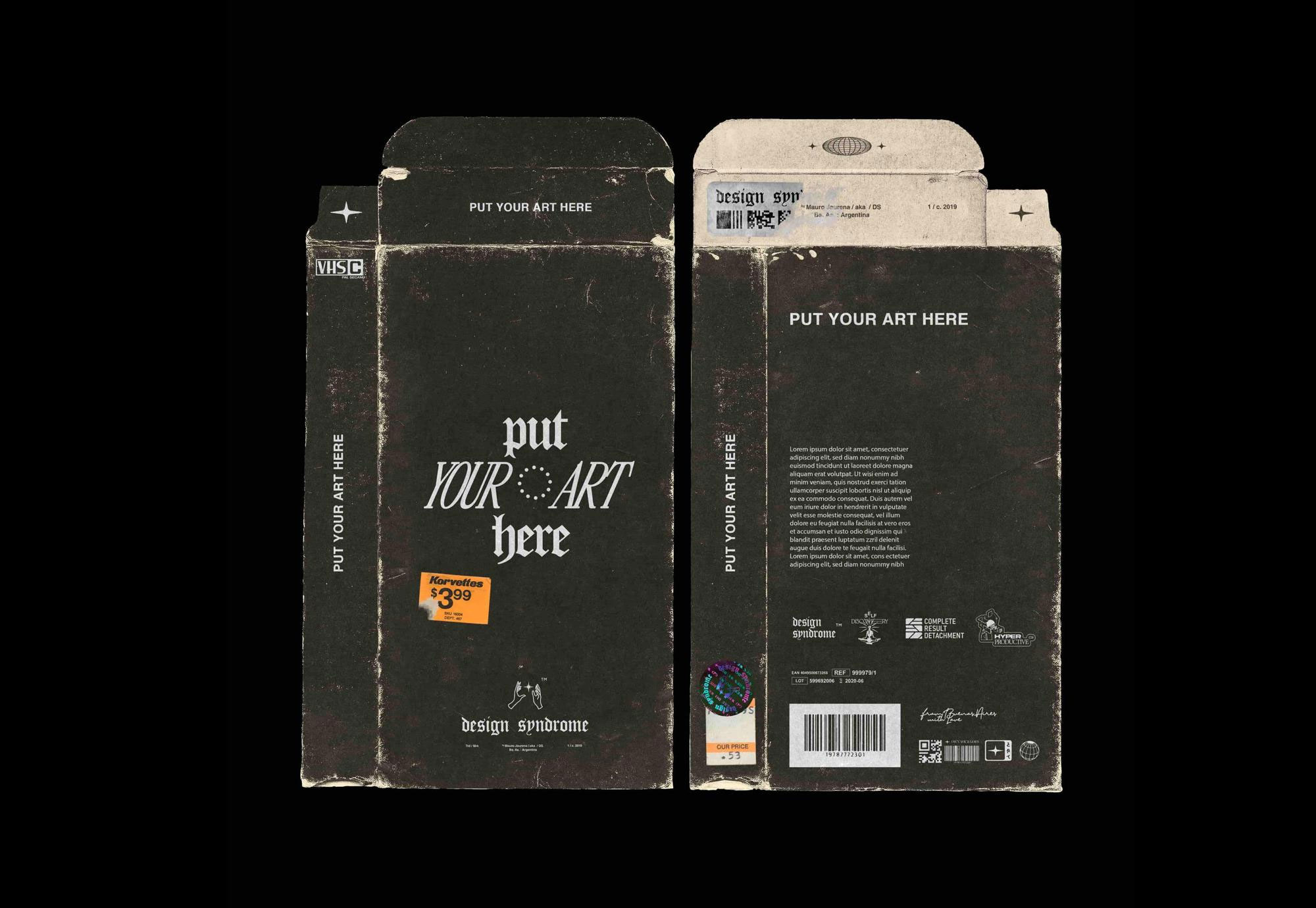 Free Distressed VHS Sleeve Mockup PSD Template