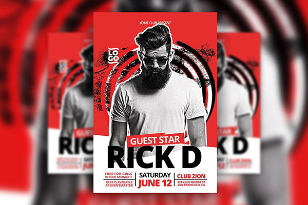 DJ Artist Flyer Template Featuring Circular Shapes at the Background flyer preview
