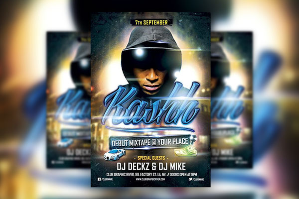 DJ Club Flyer Template with Hip Hop Theme