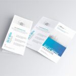 DL Bifold Brochure Mockup in 3 Showcases