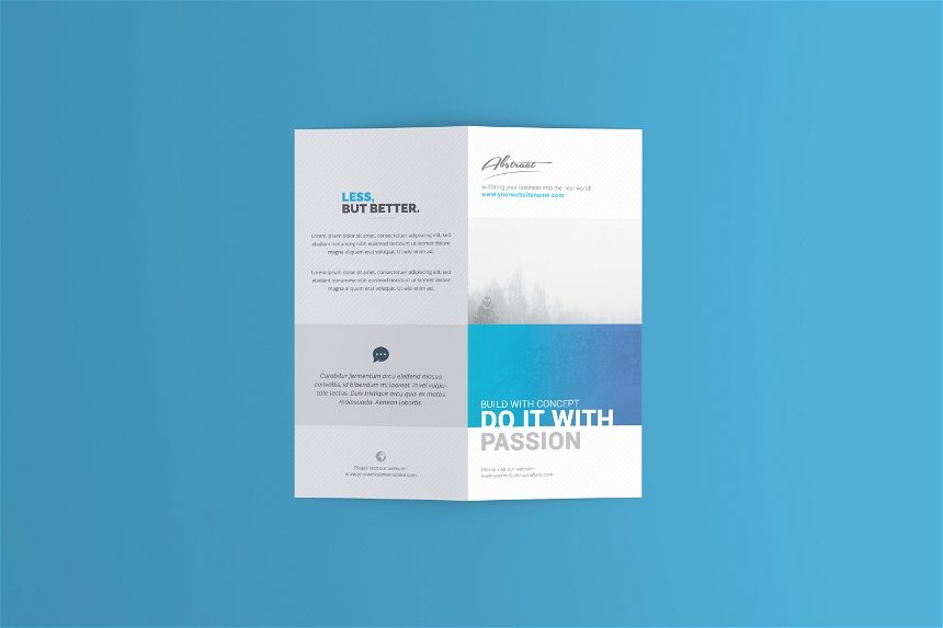 DL Bifold Brochure Mockup in 3 Showcases