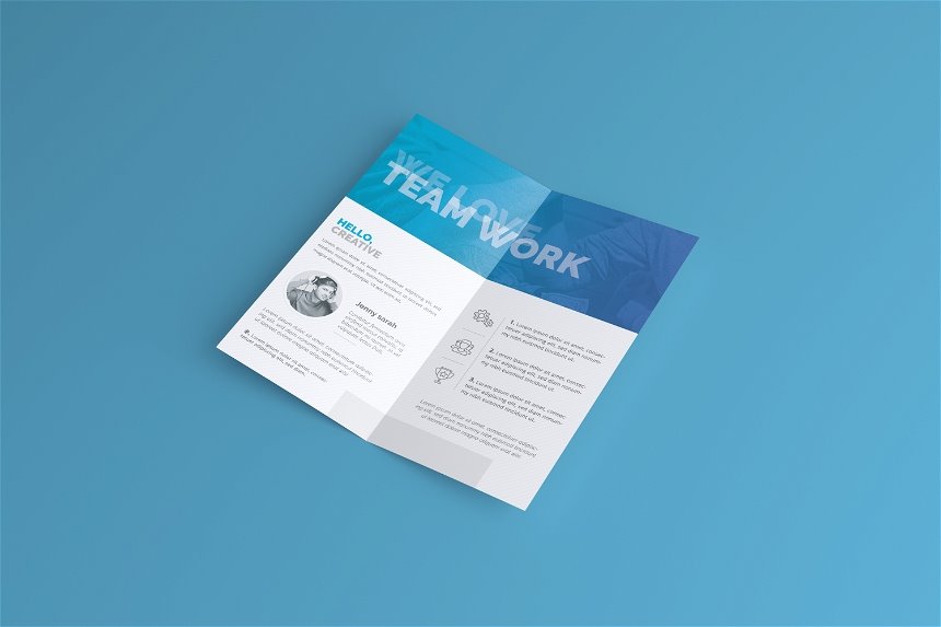 DL Bifold Brochure Mockup in 3 Showcases
