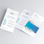DL Bifold Brochure Mockup in 3 Showcases
