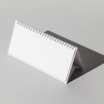 DL Desk Calendar Mockup Put at the 34 Angle View