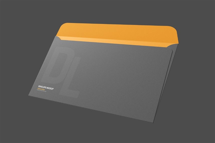 DL Envelope Mockup in 4 Different Showcases