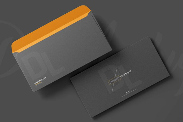 DL Envelope Mockup in 4 Different Showcases